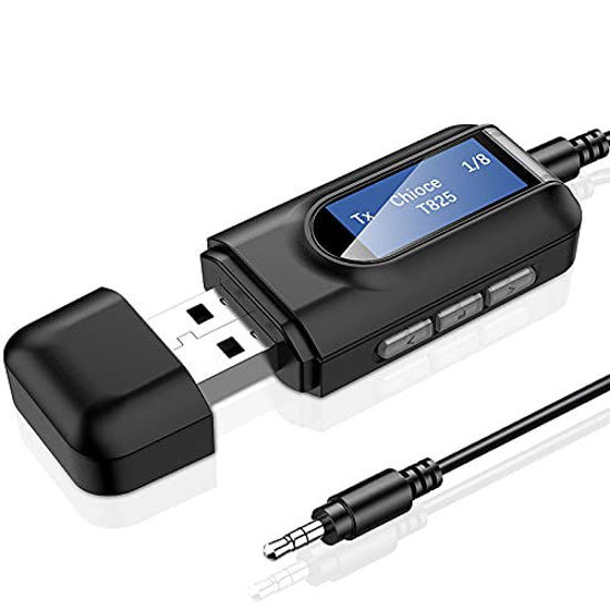 Bluetooth Transmitter for TV,Wireless Bluetooth Adapter with Display,Low  Latency Bluetooth 5.0 Transmitter for Headphones Work with Home  Stereo,PC,Car