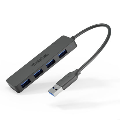 Picture of Plugable 4 Port USB Hub 3.0, USB Splitter for Laptop, Compatible with Windows, Surface Pro, PC, Chromebook, Linux, Android, Charging Not Supported