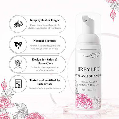 Picture of Eyelash Extension Shampoo & Brush + Mascara Wand,Eyelash Shampoo Foaming Cleanser for Professional Salon and Home Care ,Wash for Extensions and Natural Lashes, Nourishing Formula/Paraben & Sulfate Free?60ml/2fl.oz?