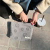 Picture of Cosmetic Bags for Women - Corduroy Cosmetic Bag Aesthetic Women Handbags Purses Smile Dots Makeup Organizer Storage Makeup Bag Girls Case Bags (Gray)