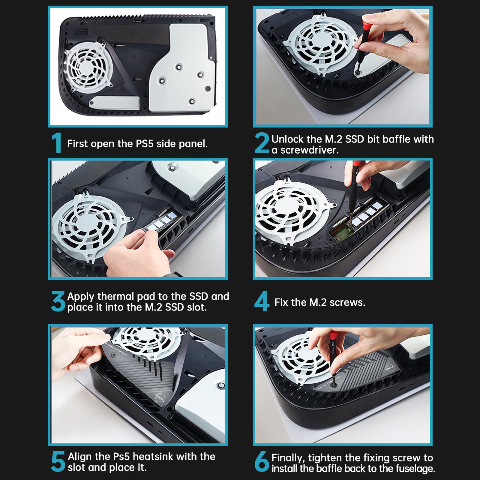GetUSCart ELUTENG M.2 Heatsink for PS5 NVMe SSD Aluminum Heatsink with