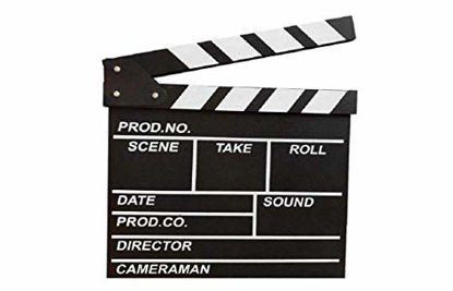Picture of zmgmsmh Wooden Clapboard Director Film Movie Cut Action Scene Slateboard Clapper Board Slate (Large - Black)