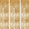 Picture of Tayuvira Gold Metallic Tinsel Foil Fringe Curtain, 3 Pcs 3.3ft x6.6ft Photo Booth Backdrop Streamer Curtains&Photo Booth Props, Party Decorations for Bachelorette Graduation Wedding Birthday (Gold)