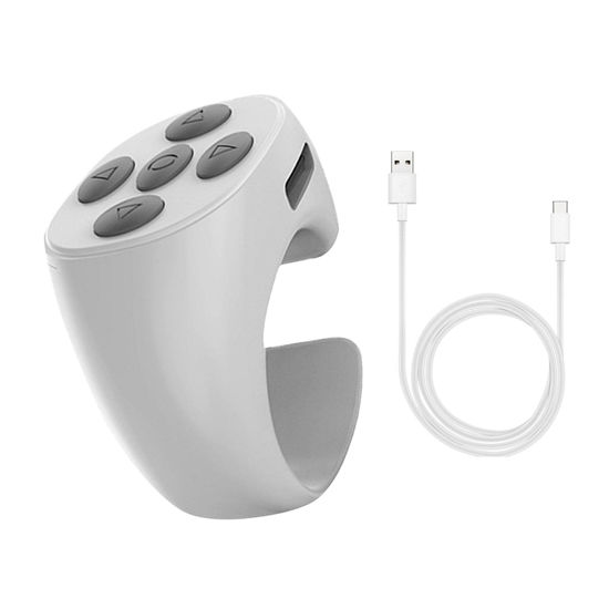 Control Ring Remote Scrolling Bluetooth Fingertip Wireless Page Turner White