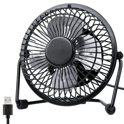 Picture of Zuvas Desk Fan Quiet Small USB Fan 360° Rotation Portable Table Fan 2 Speed Mini Personal Fan Air Cooling Electric Fan for Home Office Bedroom Travel Camping, 4 inch Black