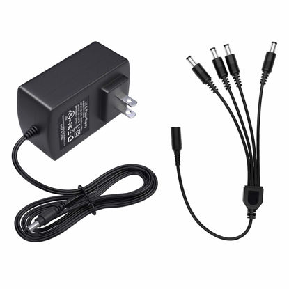 Picture of ZOSI 12V 2A 100V-240V US AC to DC Power Supply Adapter & 4-Way Power Splitter Cable for CCTV Home Security Camera Surveillance System