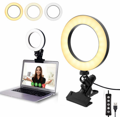 Picture of SALTOUSA Video Conference Lighting Kit,6.3 inch Selfie Ring Light,Video Conferencing,Remote Working,Zoom Call Lighting,Self Broadcasting and Live Streaming,YouTube Video,TikTok,Black-A