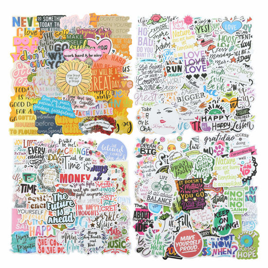 Picture of Quote Stickers, Positive Stickers 200Pcs Motivational Waterproof Vinyl Stickers for Water Bottle Hydroflasks Laptops Computers Phone for Women Adults Students Teachers Employees