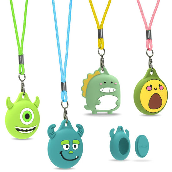 1241059 cartoon kids air tag necklace adjustable hidden holder for apple air tag cute soft silicone anti los 550