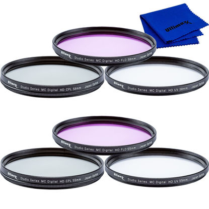 Picture of Ultimaxx 55mm and 58mm Multi-Coated 3PC Filter Kit (UV, CPL, FLD) for Nikon D3500, D5500, D5600, D3400 DSLR Camera with Nikon 18-55mm f/3.5-5.6G VR AF-P DX and Nikon 70-300mm f/4.5-6.3G ED