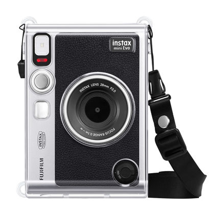 Picture of Fintie Protective Clear Case for Fujifilm Instax Mini EVO Camera - Crystal Hard PVC Cover with Removable Shoulder Strap, Clear