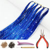 Picture of Hair Tinsel Kit with Tools and Instruction Easy to Use 1000 Strands 47 Inches Glitter Tinsel Hair Extensions for Women and Girls, Sparkling Shinny Fairy Hair Accessories for Christmas New Year Halloween Cosplay Party (Sapphire-Blue)