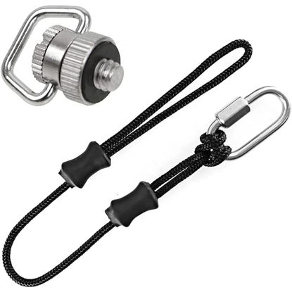 Picture of Foto&Tech Stainless Steel 1/4" Camera Mount D-Ring Neck Strap Wrist Strap Holder QR Shoulder Strap Sling Adapter(1 Piece Screw+ Tether Cable)