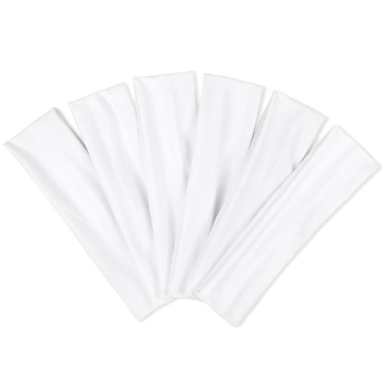 Picture of TERSE White Headbands for Women Short Hair Non Slip Elastic Sweat Hairbands Soft Fabric Hair Bands for Women's Hair, Workout Yoga Running Sport Thin Hair Wrap for Girls