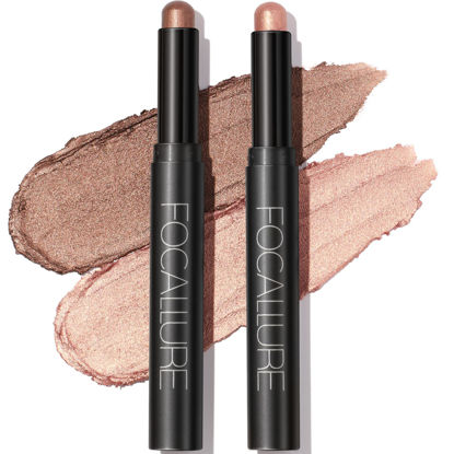 Picture of FOCALLURE 2 Pcs Cream Eyeshadow Stick,Shimmer Eyeshadow Pencil Crayon,High Pigmented Eye Shadow Pen,Waterproof Long Lasting Eye Highlighter Stick,Straight-up Classy