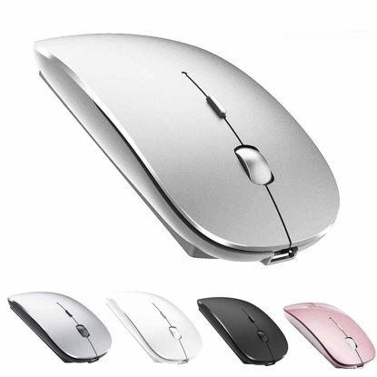 Picture of ZERU Bluetooth Mouse Rechargeable Wireless Mouse for MacBook Pro,Bluetooth Wireless Mouse for Laptop PC Computer (Silver)