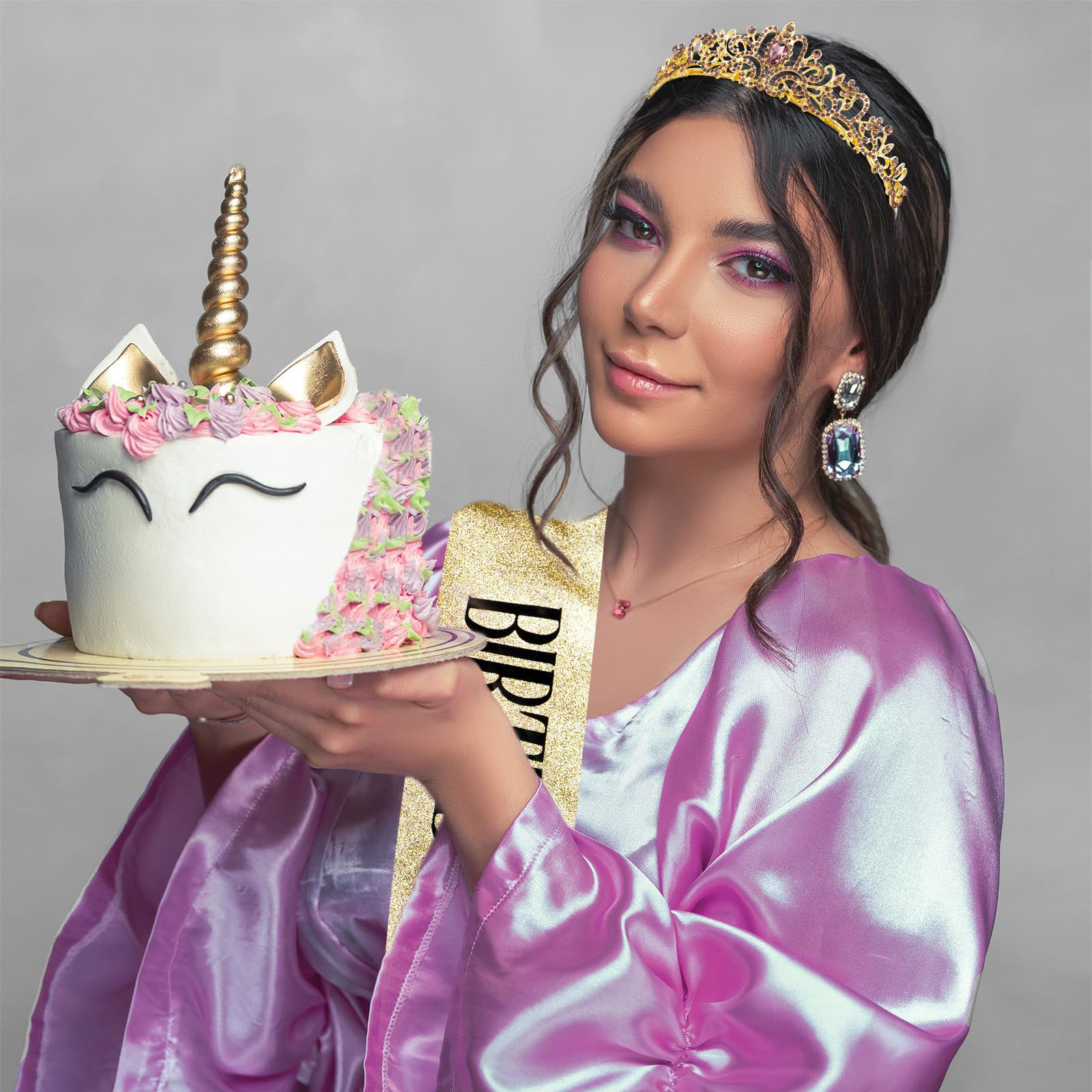 GetUSCart "Birthday Queen" Sash & Crystal Tiara Kit COCIDE Birthday