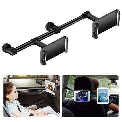 Picture of Linkstyle Car Headrest Tablet Stand, Adjustable Headrest Tablet Mount Holder for Car Backseat, Compatible with iPad Pro Air Mini iPhone 12 Samsung Galaxy Tabs Switch 4.7-12.9 in CellPhones Devices