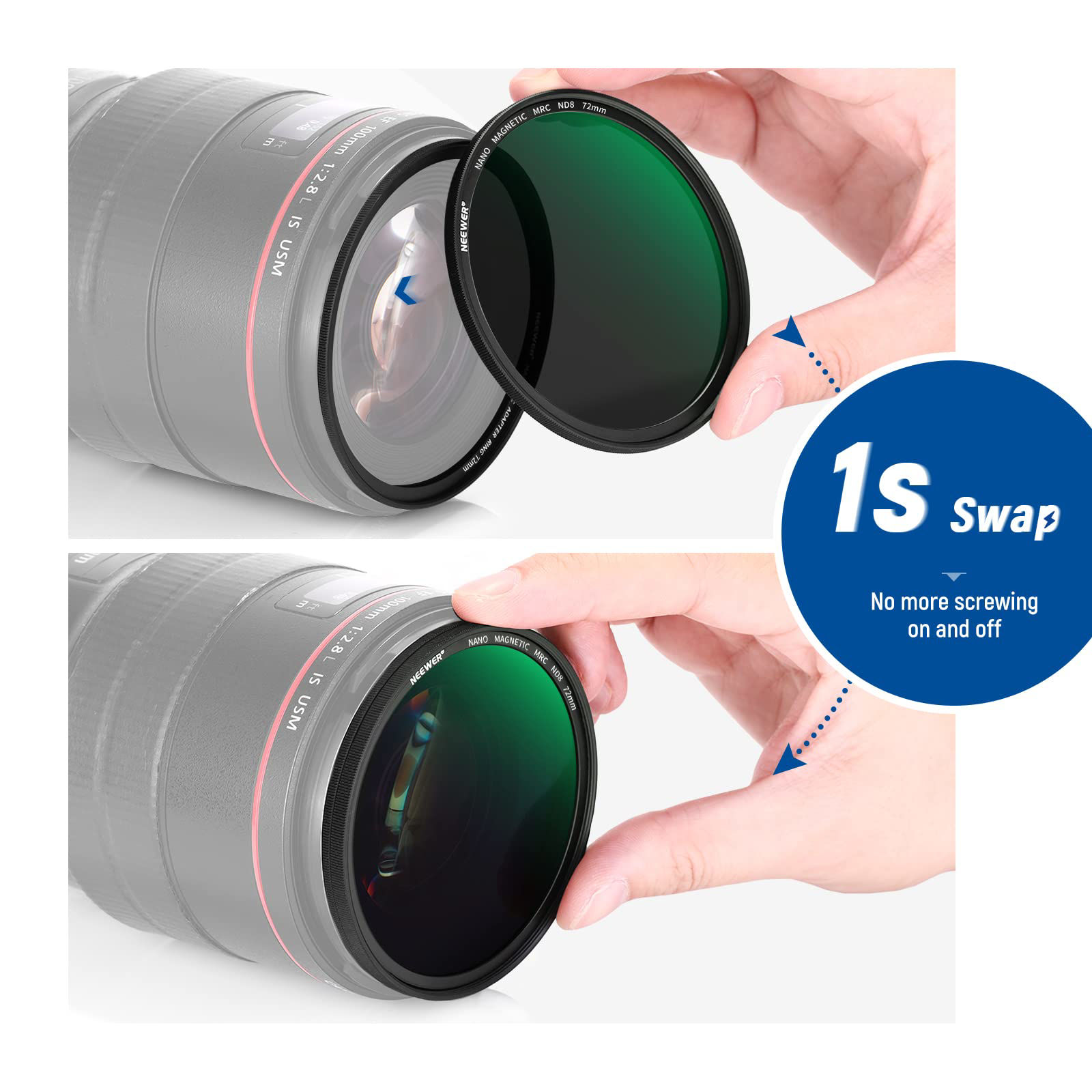 GetUSCart- NEEWER 72mm 5 in 1 Magnetic ND Lens Filter Set, Black ...