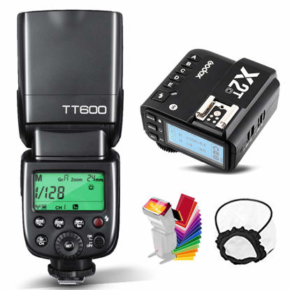 Picture of Godox TT600 HSS 1/8000s Flash Speedlite with Godox X2T-C Remote Trigger Transmitter,Built-in 2.4G Wireless X System Compatible for Canon