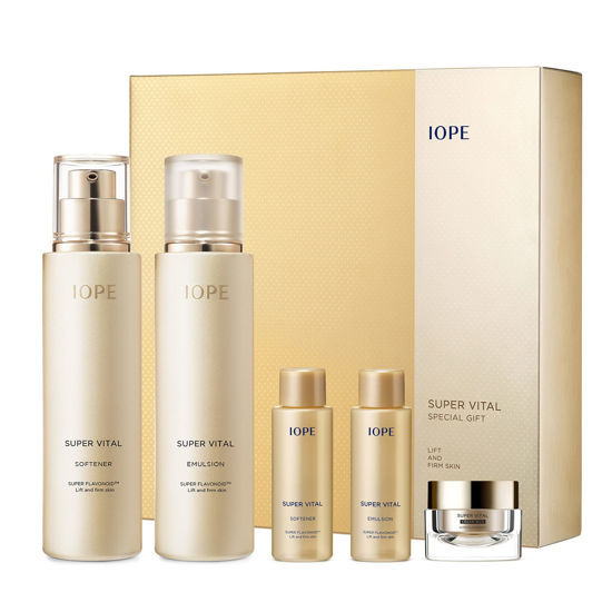 Picture of IOPE Super Vital Skin Care Set - Face Toner, Lotion and Moisturizer for Anti Aging, Korean Skincare - Facial Care Kit for All Skin for Hydration & Lifting - 2pcs with 3 Samples
