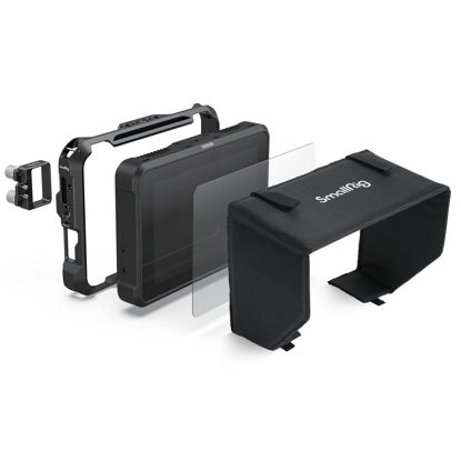 Picture of SmallRig Monitor Cage for Atomos Shinobi 7, Cage Kit with Cable Clamp, Built-in NATO Rail and Sun Hood - 3456