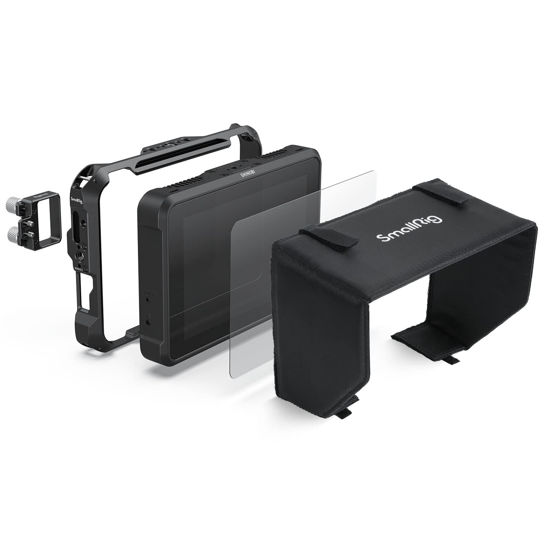 Picture of SmallRig Monitor Cage for Atomos Shinobi 7, Cage Kit with Cable Clamp, Built-in NATO Rail and Sun Hood - 3456