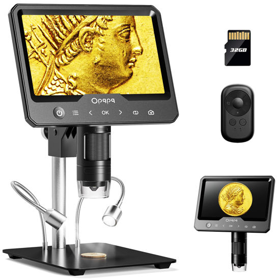 GetUSCart- 7 LCD Digital Micrscope 1300X, 11 Pro Stand, Coin Microscope  Full View for Adults, Opqpq ODM701 Coin Magnifier with Light for  Collectors, Micro Soldering Microscope for Electronics Repair, 32GB