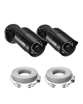 Picture of ZOSI 2 Pack 5MP 3K Add-on Security POE Camera with Cable, 2880 x 1620 Indoor Outdoor Bullet IP Camera, 120ft Night Vision, 3.6mm Lens, 95°View Angle, IP66 Weatherproof (Only Work with Our PoE NVR)