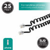 Picture of Power Gear Coiled Telephone Cord, 4 Pack, 4 Feet Coiled, 25 Feet Uncoiled, Phone Cord works with All Corded Landline Phones, For Use in Home or Office, Black, 46082