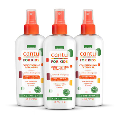 Picture of Cantu Care for Kids Paraben & Sulfate-Free Conditioning Detangler with Shea Butter, 6 fl oz (Pack of 3) (Packaging May Vary)