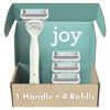 Picture of joy Razors for Women, 1 Handle, 4 Razor Blade Refills, Teal, Lubrastrip to Help Avoid Skin Irritation