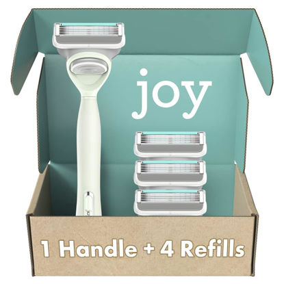 Picture of joy Razors for Women, 1 Handle, 4 Razor Blade Refills, Teal, Lubrastrip to Help Avoid Skin Irritation