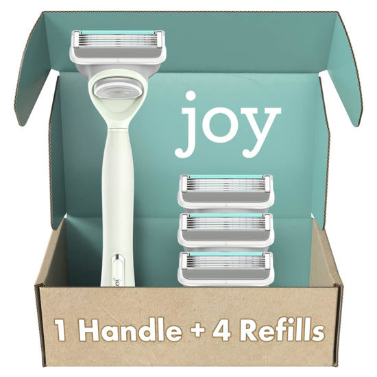 Picture of joy Razors for Women, 1 Handle, 4 Razor Blade Refills, Teal, Lubrastrip to Help Avoid Skin Irritation
