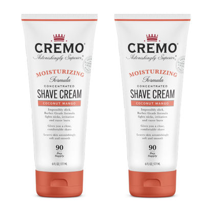 Picture of Cremo Coconut Mango Moisturizing Shave Cream, Astonishingly Superior Ultra-Slick Shaving Cream for Women Fights Nicks, Cuts and Razor Burn, 6 Fl Oz (Pack of 2)