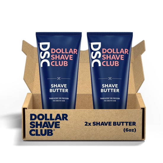 Picture of Dollar Shave Club Shave Butter, For Sensitive Skin, A Translucent Shaving Cream & Gel Alternative, Designed For A Gentle Glide, Helps To Fight Razor Bumps and Ingrown Hairs (Pack of 2), Blue