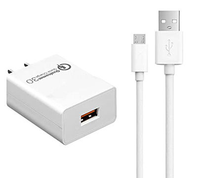 Picture of Made for Amazon, 6FT Micro USB Cable Cord Wire & AC Block Wall Adapter Fast Charger for Amazon Kindle 2020 & Older Paperwhite, Oasis & Kindle Kids E-Readers (Not for Newly Released Kindles) - White