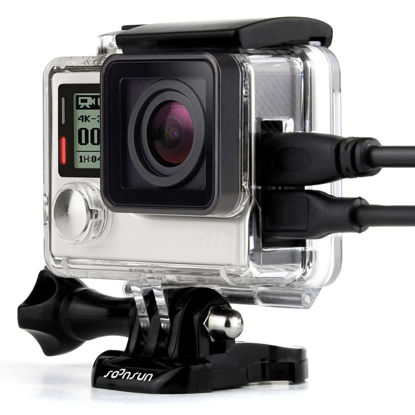 Picture of SOONSUN Side Open Protective Skeleton Housing Case for GoPro Hero 4 Black, Hero 4 Silver, Hero 3+, Hero 3 Cameras - LCD Screen Touchable and Charging Without Removing The Housing Case