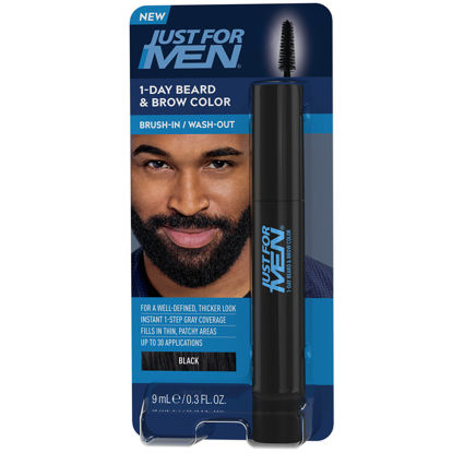 Picture of Just for Men 1-Day Beard & Brow Color, Temporary Color for Beard and Eyebrows, For a Fuller, Well-Defined Look, Up to 30 Applications, Black