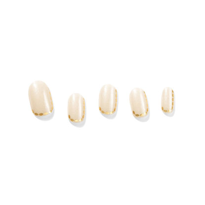 Picture of Dashing Diva Glaze Nail Strips - Grecian Gold | Works with Any LED Nail Lamp | Long Lasting, Chip Resistant, Semicured Gel Nail Strips | Contains 34 Salon Quality Gold Accent Nail Wraps, 1 Prep Pad, 1 Nail File