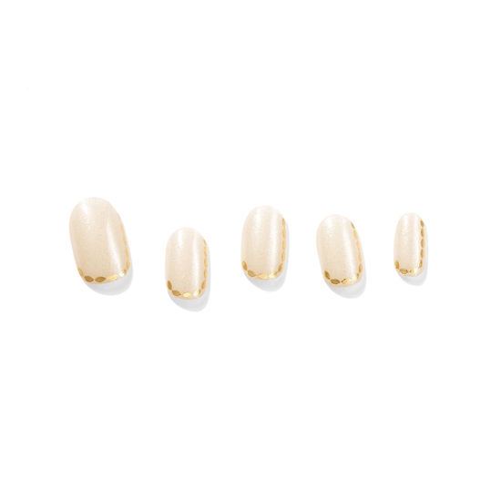 Picture of Dashing Diva Glaze Nail Strips - Grecian Gold | Works with Any LED Nail Lamp | Long Lasting, Chip Resistant, Semicured Gel Nail Strips | Contains 34 Salon Quality Gold Accent Nail Wraps, 1 Prep Pad, 1 Nail File