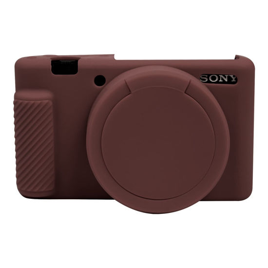 Picture of Easy Hood Camera Case for Sony ZV-1 Camera Removable Lens Cover,Anti-Scratch Silicone Soft Camera Case Compatible with Sony ZV-1 ZV1 Camera(Brown)