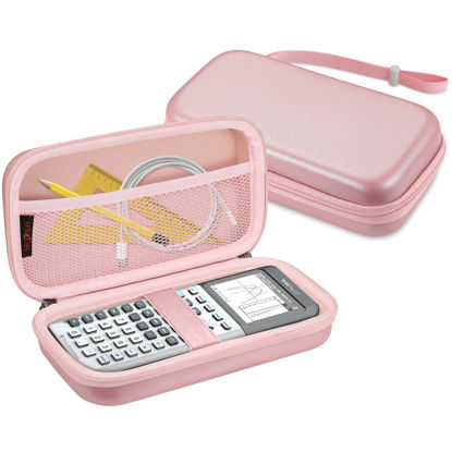 Picture of SKYREH Graphing Calculator Carrying Case for TI-84 Plus CE, Hard EVA Shockproof Protective Case for Texas Instruments TI-84 Plus CE/TI-83 Plus CE/TI-Nspire CX II CAS/Tl-Nspire-CX-ll (Rose Gold)