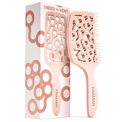 Picture of FRAMAR Professional Vented Hair Brush - Paddle Curved Hair Brush For Blow Drying, Wet Paddle Brush for Women Blow Drying