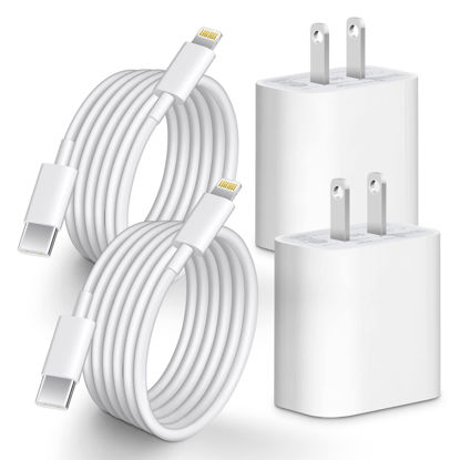 Picture of iPhone 13 14 Fast Charger, 2-Pack 20W PD iPhone Charger Fast Charging USB C Wall Charger with 6FT USB C to Lightning Cord Compatible with iPhone 14 13 12 11 Pro Max,14 Plus,XR,XSMAX,iPad