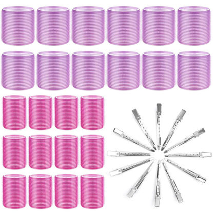 Picture of Hair Curlers Rollers, Cludoo 36Pcs Jumbo Big Hair Roller Sets with Stainless Steel Duckbill Clip, 2 Size Self Grip Hair Curlers Rollers for Long Medium Short Thick Fine Thin Hair Bangs Volume
