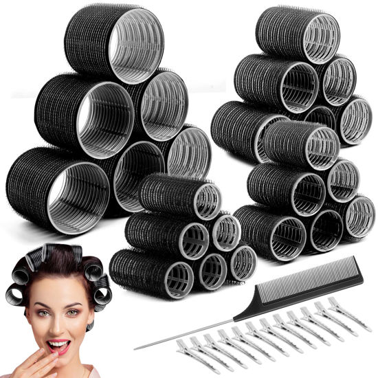 Hair Rollers with Free Makeup Carrying Case - Self Grip Heatless Hair  Curlers