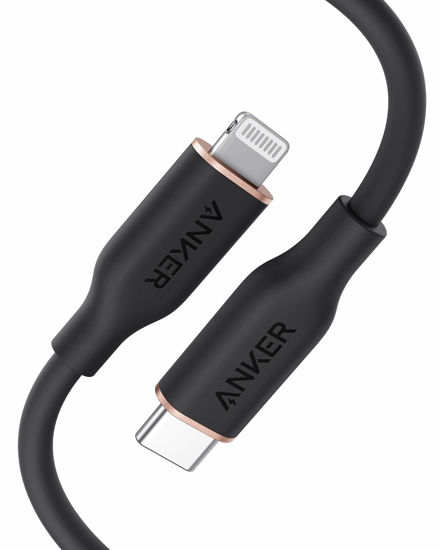 Picture of Anker USB-C to Lightning Cable, 641 Cable (Midnight Black, 3ft), MFi Certified, Powerline III Flow Silicone Fast Charging Cable for iPhone 13 13 Pro 12 11 X XS XR 8 Plus (Charger Not Included)