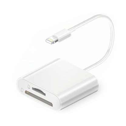 Picture of SD Card Reader for iPhone Lightning Camera Adapter Dual Slot Micro SD TF Memory Card Reader for iPad