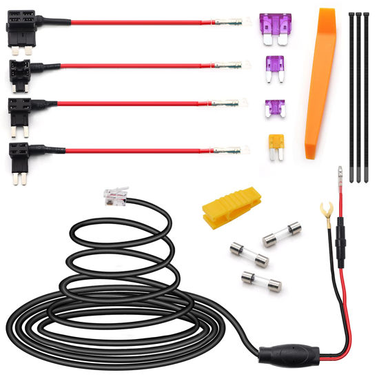 Picture of Aienxn Radar Detector Hardwire Kit,Direct Wire Wiring kit,Radar Detector Quick Connection Plug and Play Power Cord Cable,with RJ-11 Telephone Style Jack Radar Detector (13FT) Q-014